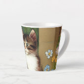  Kattenillustratie met lentevloeren Latte Mok (Rechterhoek)