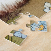  Kattenillustratie met lentevloeren Legpuzzel (Zijkant)