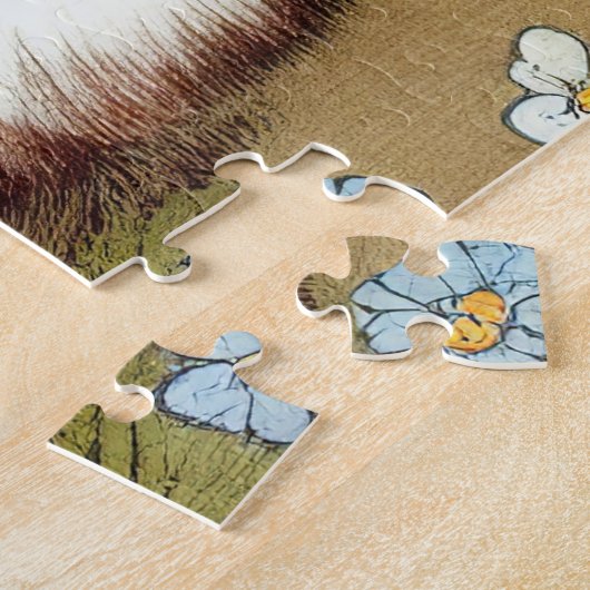  Kattenillustratie met lentevloeren Legpuzzel (Zijkant)