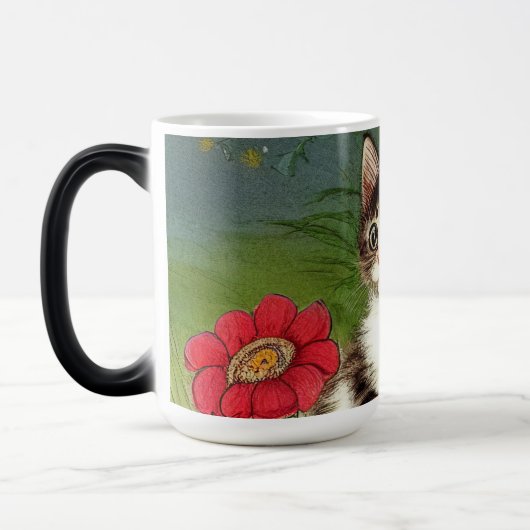  Kattenillustratie met lentevloeren Magische Mok (Links)