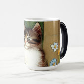 Kattenillustratie met lentevloeren Magische Mok (Voorkant rechts)