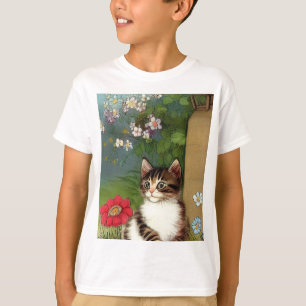 Kattenillustratie met lentevloeren T-shirt