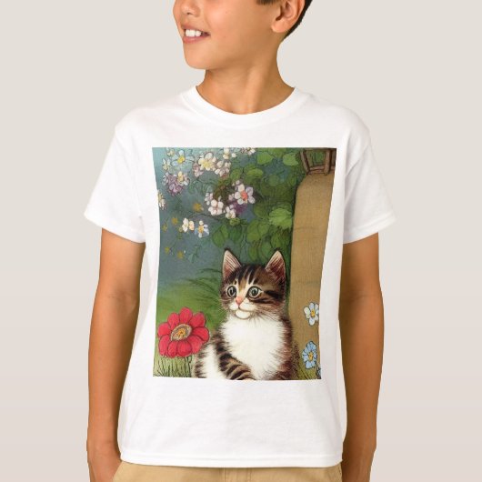 Kattenillustratie met lentevloeren T-shirt (Voorkant)