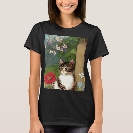  Kattenillustratie met lentevloeren T-shirt (Voorkant)