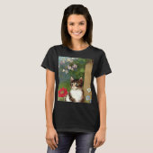  Kattenillustratie met lentevloeren T-shirt (Voorkant volledig)