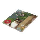  Kattenillustratie met lentevloeren Tegeltje (Zijkant)