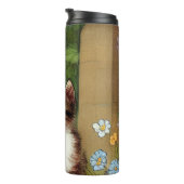  Kattenillustratie met lentevloeren Thermosbeker (Geroteerd rechts)