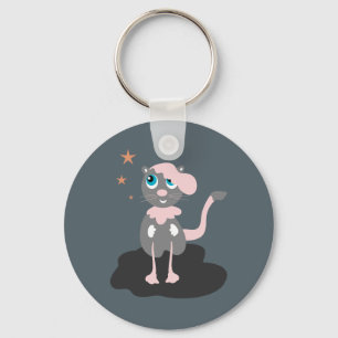 Kattenillustratie voor kinderen Cute Cartoon Kitty Sleutelhanger