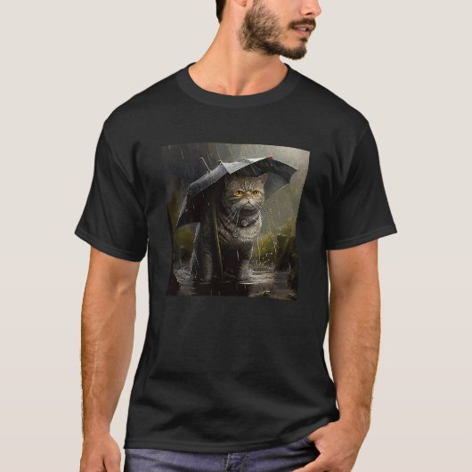 Kattenjacht Regen T-shirt (Voorkant)
