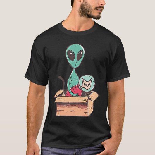 Kattenjong Buitenaards Wezen Kartonnen Ruimteschip T-shirt (Voorkant)
