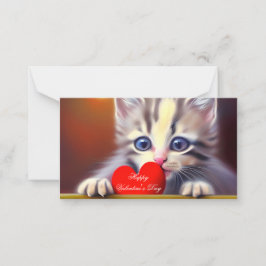 Kattenjong en hart kinder valentijn notitiekaartje