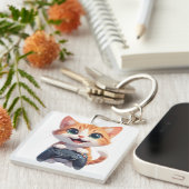 Kattenjong Houdt Game Controller Lachende Gamer Ka Sleutelhanger (Voorkant Rechts)