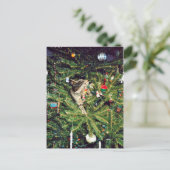 Kattenjong in de kerstboom feestdagenkaart (Staand voorkant)
