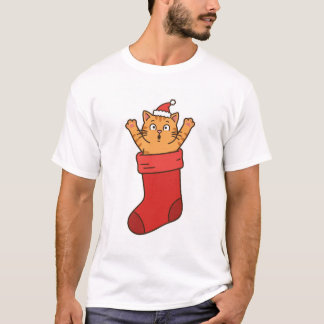 Kattenjong in Kerstmuts Verrassings T-Shirt