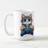 Kattenjong Met Gamecontroller Lachende Gamer Kat Koffiemok (Links)