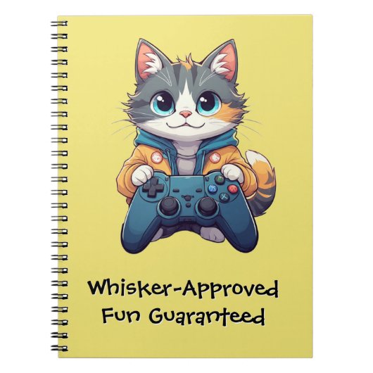 Kattenjong Met Gamecontroller Lachende Gamer Kat Notitieboek (Voorkant)