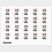 Kattenjong Met Gamecontroller Lachende Gamer Kat Vierkante Sticker (Vel)
