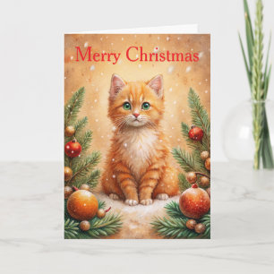Kattenjong met Kerstmis Feestdagen Kaart