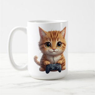 Kattenjong Speelt Game Controller Gamer Kat Koffiemok