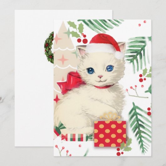 Kattenjong vintage kerstkaart (Voorkant / Achterkant)