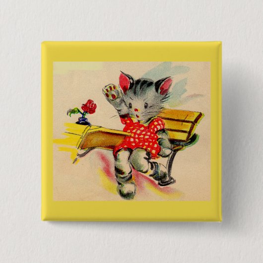 kattenjongen vierkante button 5,1 cm (Voorkant)