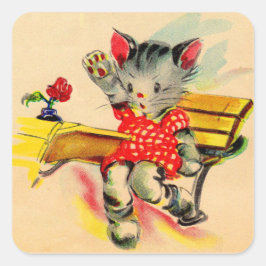 kattenjongen vierkante sticker