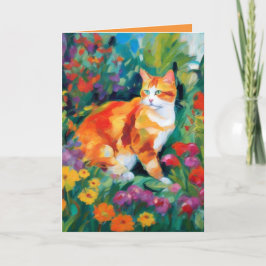 Kattenkaart met Bloemen Wenskaart Kaart