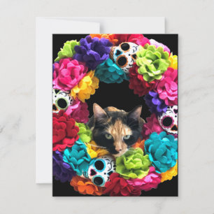 Kattenkaart voor Día de los Muertos Feestdagenkaart