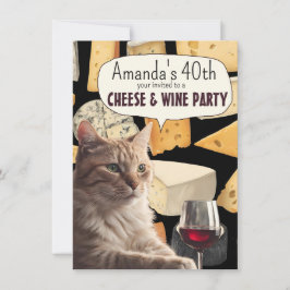 Kattenkaas en wijnfeest grappige uitnodiging feest