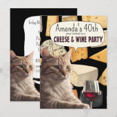 Kattenkaas en wijnfeest grappige uitnodiging party (Voorkant / Achterkant)