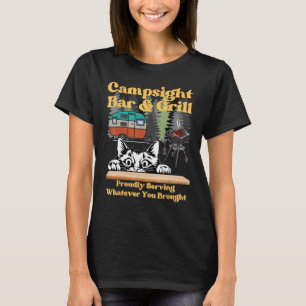 Kattenkampeerterrein Grill grappig sarcastisch kam T-shirt