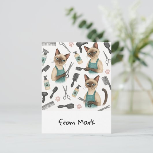 kattenkapper briefkaart (Staand voorkant)