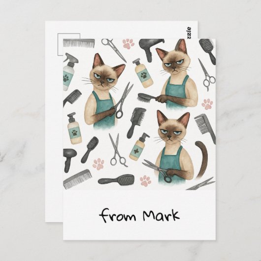 kattenkapper briefkaart (Voorkant / Achterkant)