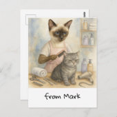 kattenkapper briefkaart (Voorkant / Achterkant)