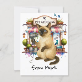 Kattenkapper Huisdierverzorging aquarel stijl Briefkaart
