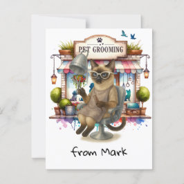 Kattenkapsalon Huisdierverzorging aquarel stijl Briefkaart