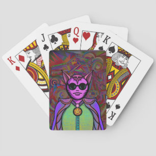 Kattenkarakter Bagage Label Pokerkaarten
