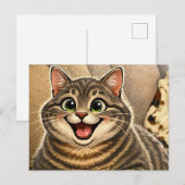Kattenkarikatuur Feestdagenkaart (Voorkant / Achterkant)