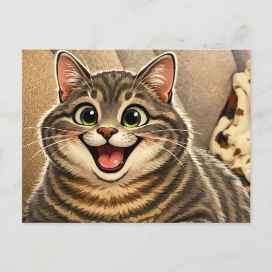 Kattenkarikatuur Feestdagenkaart (Voorkant)