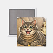 Kattenkarikatuur  magneet (Voorkant / Achterkant)