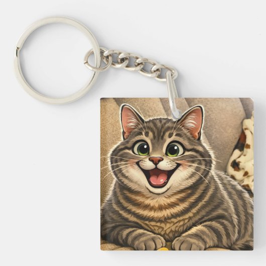 Kattenkarikatuur  sleutelhanger (Voorkant)
