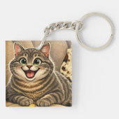 Kattenkarikatuur  sleutelhanger (Achterkant)