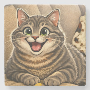 Kattenkarikatuur  stenen onderzetter