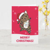 Kattenkat met kerstwintersneeuw kaart (Gele Bloem)