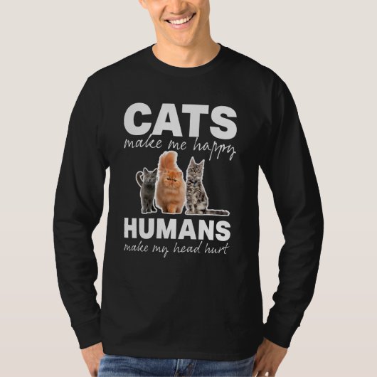 Kattenkatten maken me blij dat ik blij ben met de  t-shirt (Voorkant)