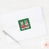 Kattenkatten, Tabby en Siamese Kerst stickers (Envelop)