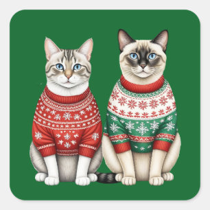 Kattenkatten, Tabby en Siamese Kerst stickers