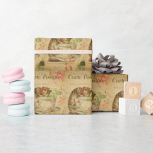  kattenkattenhuisje, stijlvolle kattenretro cadeaupapier