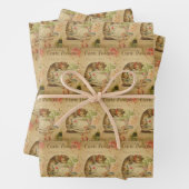  kattenkattenhuisje, stijlvolle kattenretro inpakpapier vel (In situ)