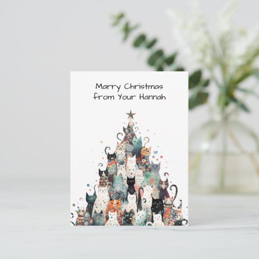 kattenkerst feestdagenkaart (Staand voorkant)